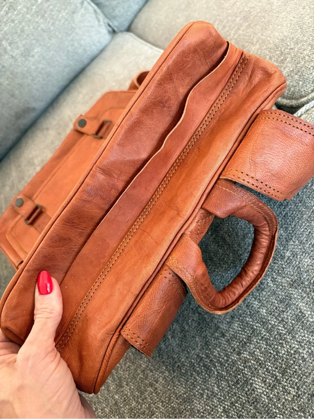 Genuine Leather Messenger Backpack
